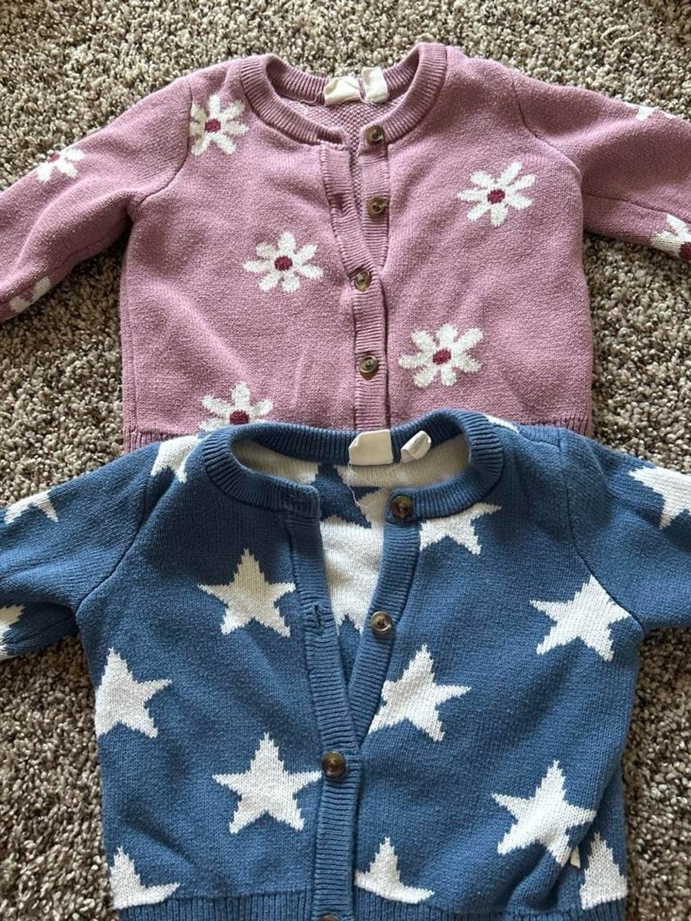 GAP Pink Daisy & Blue Star Knit Cardigan Set